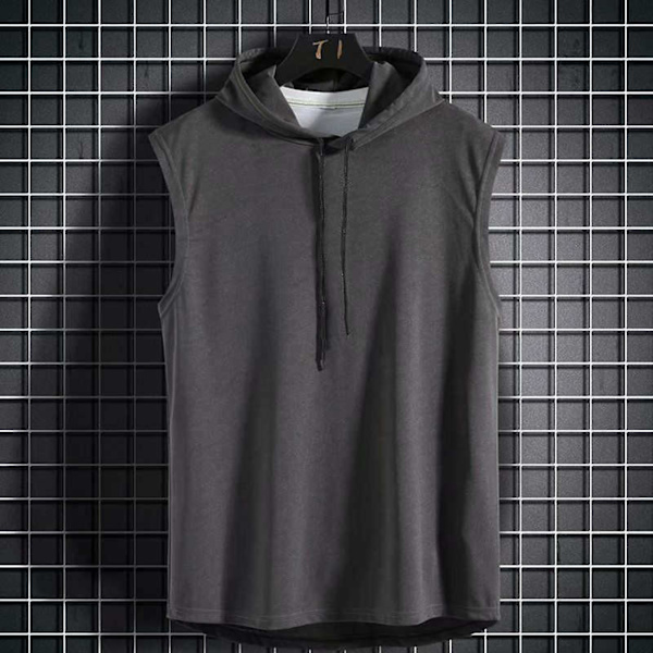 Miesten urheiluhuppariliivi, hupullinen, väljä, korealainen T-paita rentoon päivittäiseen käyttöön, juhliin, kouluun Gray 3XL