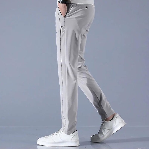 Golfbyxor för män Snabbtorkande Långa Bekväma Fritidsbyxor Med Fickor Light Gray 30