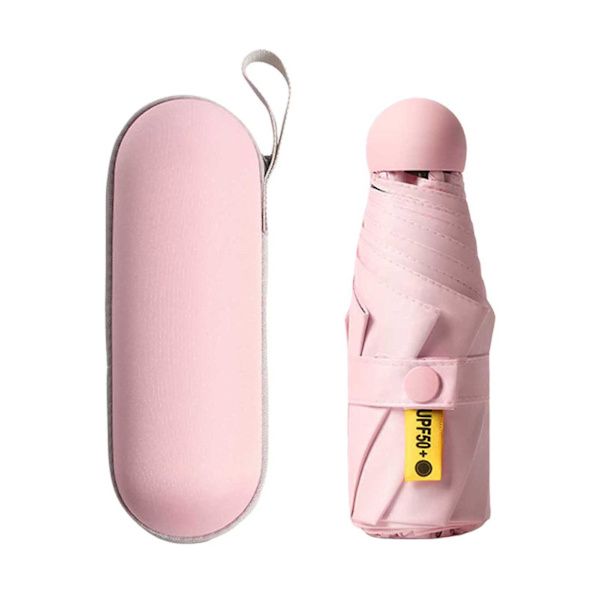 Foldbar Mini Paraply Vindafvisende & UV-beskyttet Foring Paraply Tilgængelig Brug Solrigt Og Regnfuldt Pink