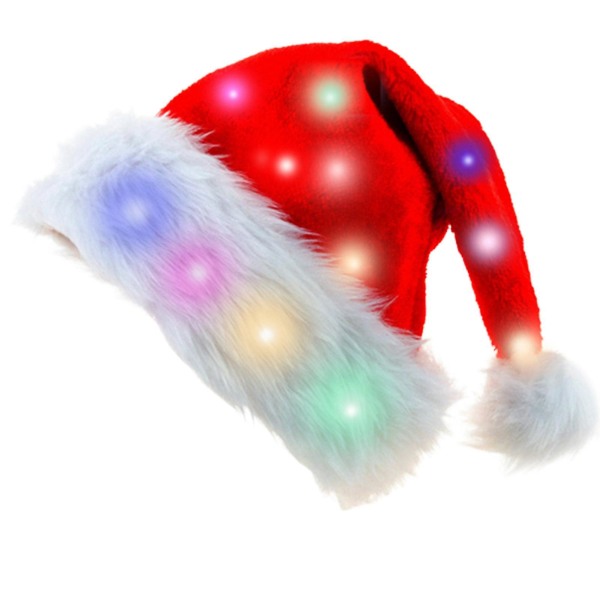Nisselue, Lysende Julehatt, Nisselue med LED-lys, Blinkende Nisselue for Voksne og Barn Julegaver Red