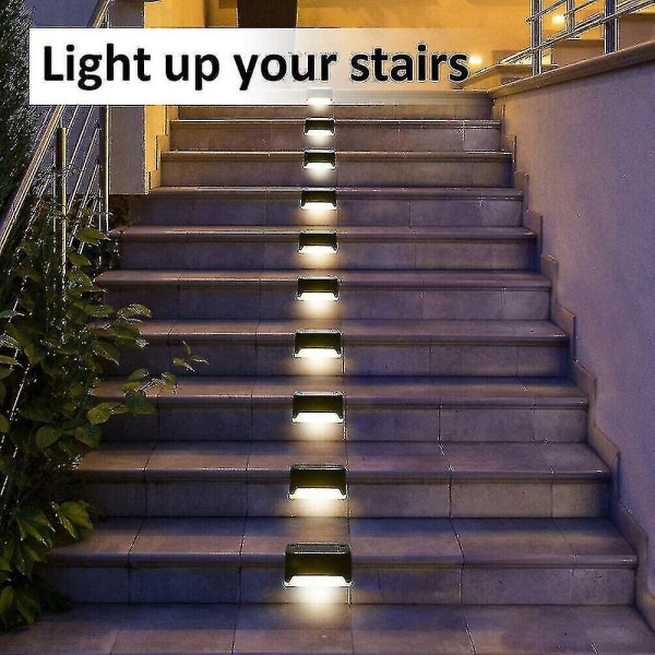 4-pack Solcellsdäckslampor LED Solcellstrapplampor Vattentäta Staketlampor för Utomhustrappor Staket Brown Warm Light