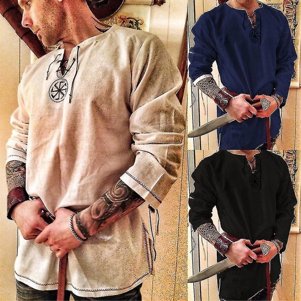 Ridder Cosplay Middelalderkostume Tunika Halloween Kostumer Til Mænd Voksen Viking Pirat Udklædning Fancy Tøj Karneval Skjorter Color 2 XXXL