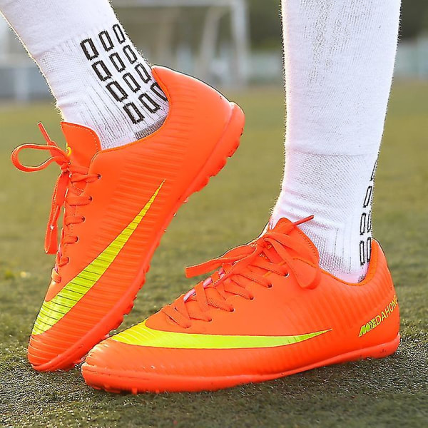 Fotbollsskor Herr Höga Fotbollsskor Gräs Träning Sportskor Sneakers Orange 34