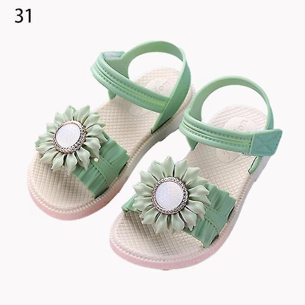 Pigesandaler med åben tå, margueritblomst, sommerstrandsko med PVC-sål, skridsikre Green 31