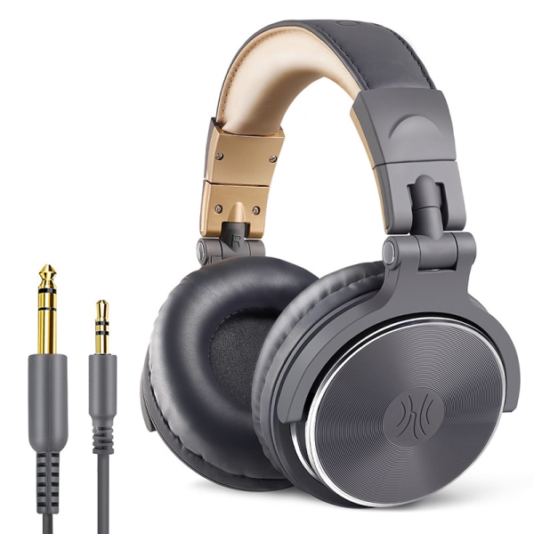 Trådbundet headset med hopfällbar lättviktsmikrofon för brusreducering grå