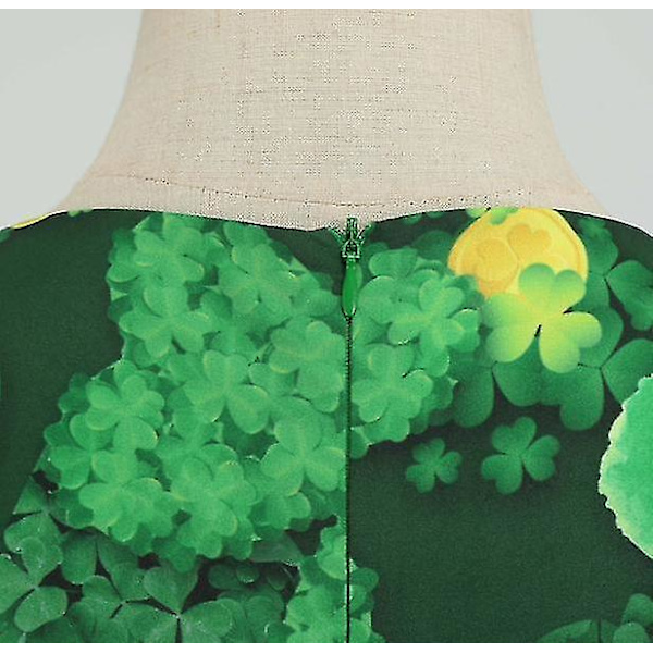 Naisten St. Patrick's Day Retro Lyhythihainen Iso Hame Mekko M