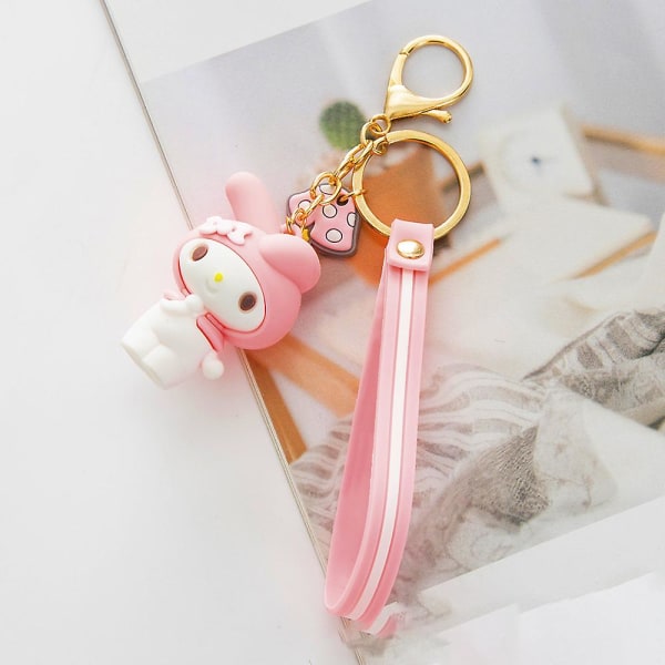 Kawaii Cartoon Sanrio Nyckelring Kuromi My Melody Lanyard Nyckelring Mini Doll Väska Hängande hänge Inredning Present My Melody