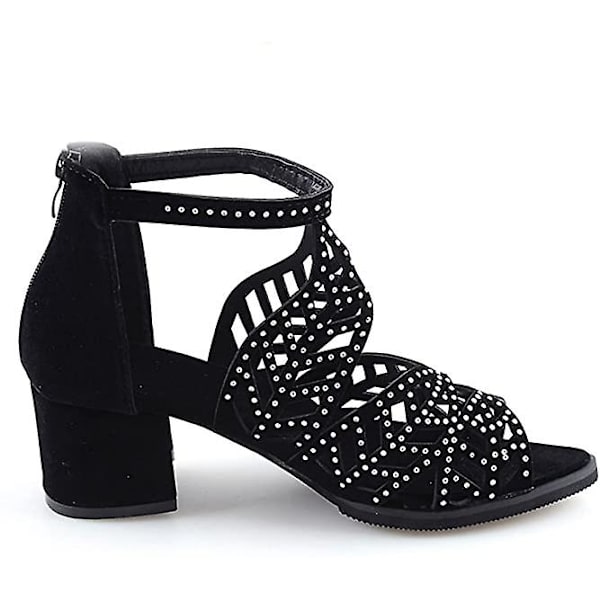 Dam Sommar Öppen Tå Temperament Dragkedja Hög Klack Plattform Sandaler Black 35
