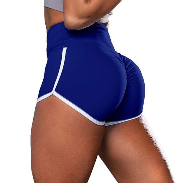 Träningsshorts för Kvinnor Hög Midja Butt Lifting Texturerade Booty Byxor För Yoga Blue L