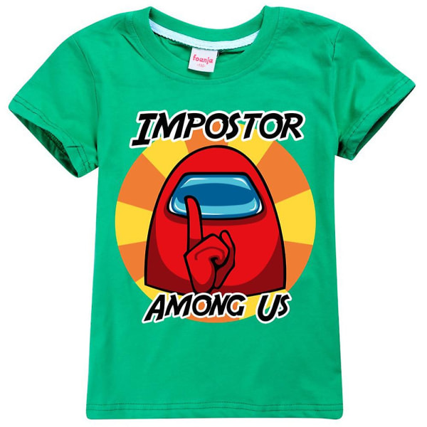 Among Us Game Tee Kid Boy Kortärmad T-shirt Impostor Crewmate Toppar Green 9-10 Years