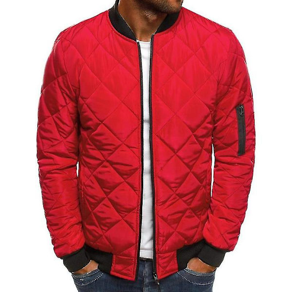 Herre Vatteret Foret Puffer Jakke Bomber Jakke Overtøj Toppe Red M