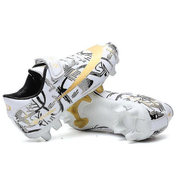 Fodboldsko til børn, drenge, piger, ankelstøvler, græstræning, sportsfodtøj, sneakers Yjx157a WhiteGold 34