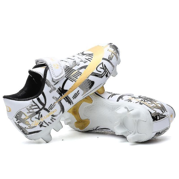 Fodboldsko til børn, drenge, piger, ankelstøvler, græstræning, sportsfodtøj, sneakers Yjx157a WhiteGold 36