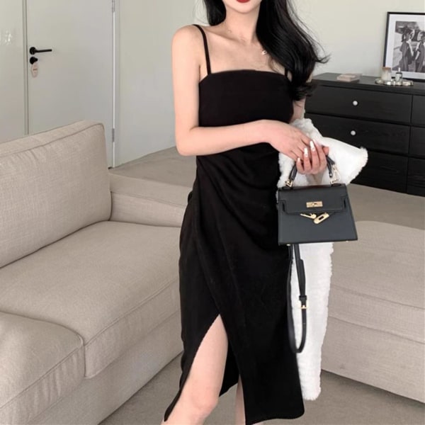 Dam Casual Hot Girl Klänningar Ren Åtrå Sexiga Underkläder Lång Klänning För Privat Strand Poolparty Black S