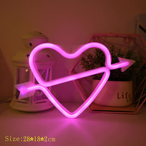 LED Neonljus Väggkonstskylt Sovrumsdekor Hängande Nattlampa Hemfest Högtidsdekor Julklapp Cupid Heart