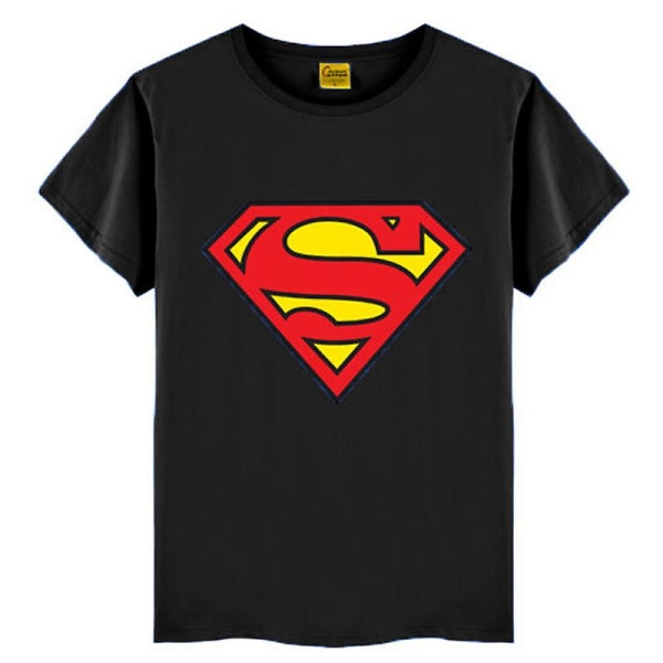 Barn Superman Print kortärmad T-shirt Sommar Casual Crew Neck Basic Tee Tops Black 6-7 Years