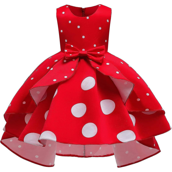 Festklänning för flickor Elegant prinsessa Bröllop Födelsedag Blomma Brudtärnor Barn Formella klänningar Ålder 2-10 år Red Dot 8 9 Years