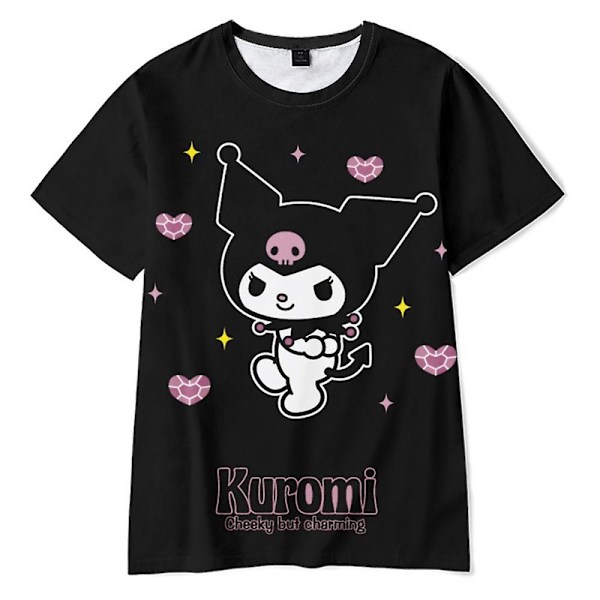 Kuromi Anime Print T-shirt til Kvinder Teenagere Kortærmet Rundhals T-shirt Sommer Afslappede Toppe Harajuku Mode T-shirts S