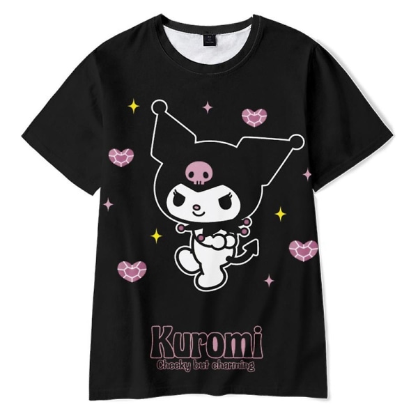 Kuromi T-tröja med print för tonåringar för kvinnor Kortärmad T-shirt med rund halsringning Sommar Casual Toppar Harajuku Fashion T-shirts L