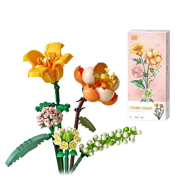 Konstgjord Blombukett Byggklossar Leksaksset Mini Blomma Byggklossar Set Barn Flickor Kreativa Gåvor B