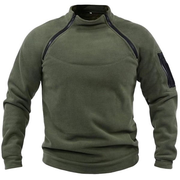 Herre Stand Krage Genser Vinter Varmende Pustende Pullover Casual Langermet Termisk Jakke Army Green 3XL