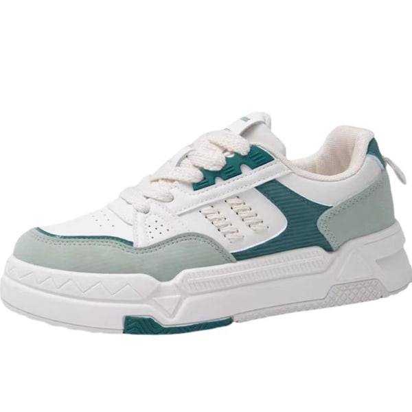 Naisten valkoiset matalat tennarit, klassinen tyyli, pyöreä kärki, slip-on -kengät kävelyyn, shoppailuun, treffeille Green 37