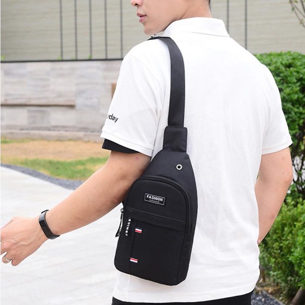 Mode axelväska för män Cross-body väska Casual Messenger Bag Bröstväska Black
