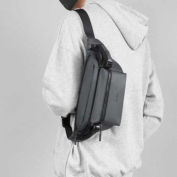 Magemaske for menn og kvinner - Crossbody midjeveske med justerbart belte og flere lommer grey