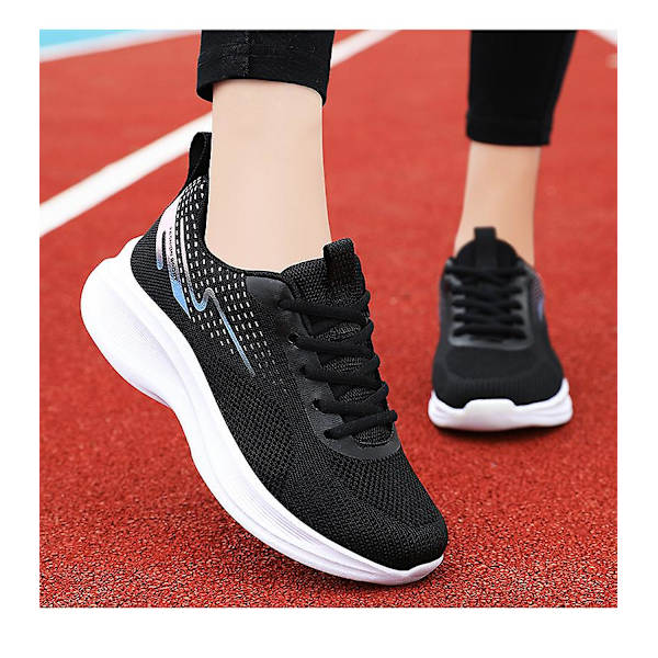 Sommer Casual Sko Med Bløde Såler Og Åndbare Sportssko Til Kvinder Black 41