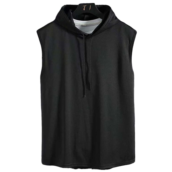 Miesten urheiluhuppariliivi, hupullinen, väljä, korealainen T-paita rentoon päivittäiseen käyttöön, juhliin, kouluun Black M