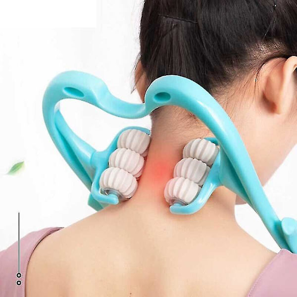 Hånd 6 Rulle Nakke Skulder Massager Triggerpunkt Tryk Smertelindring Træthedsbekæmpelse Blue