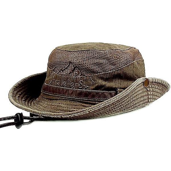 Foldbar fiskekasket med åndbart mesh og justerbar hagestrop Coffee color