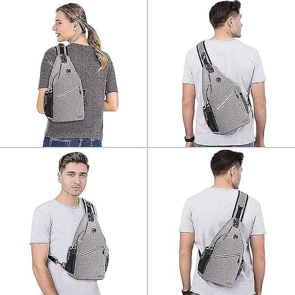 Sling Ryggsäck, Multifunktionell Crossbody Axelväska Resa Vandring Daglig Ryggsäck Grey