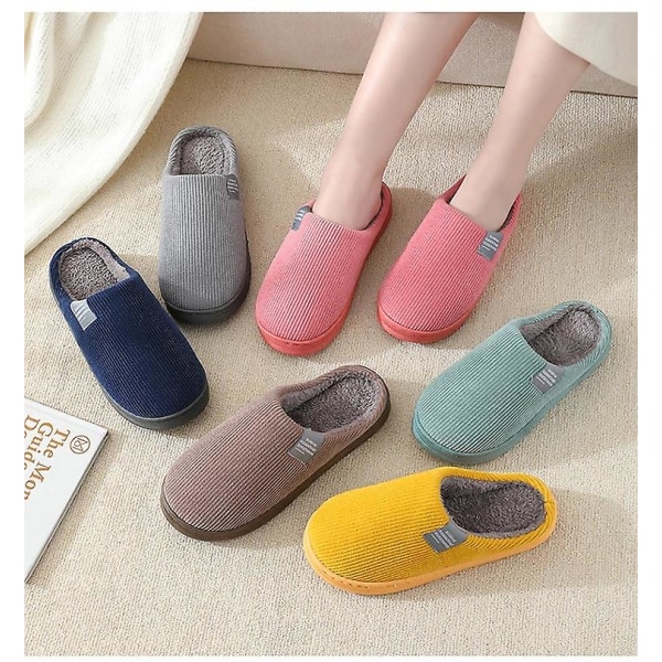 Vinter Innendørs Dame Tøfler Varme Høst Sklisikre Hjem Plysj Anti-skli Herre Sko Hus Gulv Myke Stille Slippers yellow 38 39