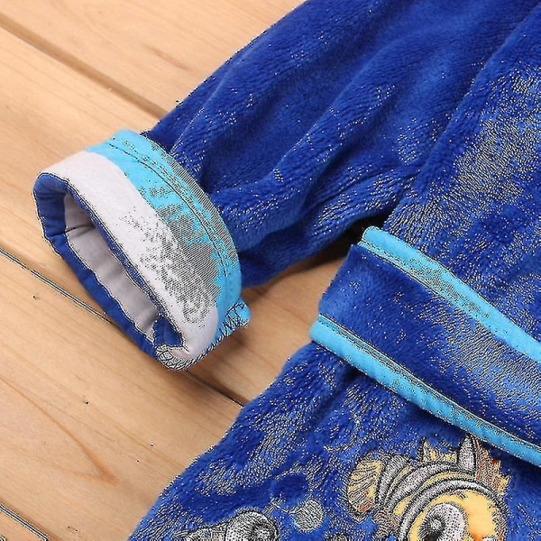 Børn Baby Mickey Mouse Hætte Fleece Badekåbe Morgenkåbe Drenge Piger Dyr Nattøj-b Blue Goldfish 2-3 Years
