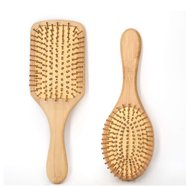 Bambuhårborste, med bambuborst, slät hårsvanskam, naturlig miljövänlig hårborste, massagehårbotten Tjock/Tunn/Kulligt/Torrt hårborstar