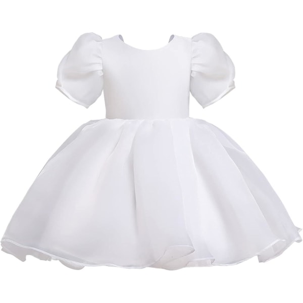 Flickklänning Puffärm Sommarklänning Flicka Prinsessklänning Rygglös Hög Midja Flickklänningar För 2-10 År White 6 7 Years