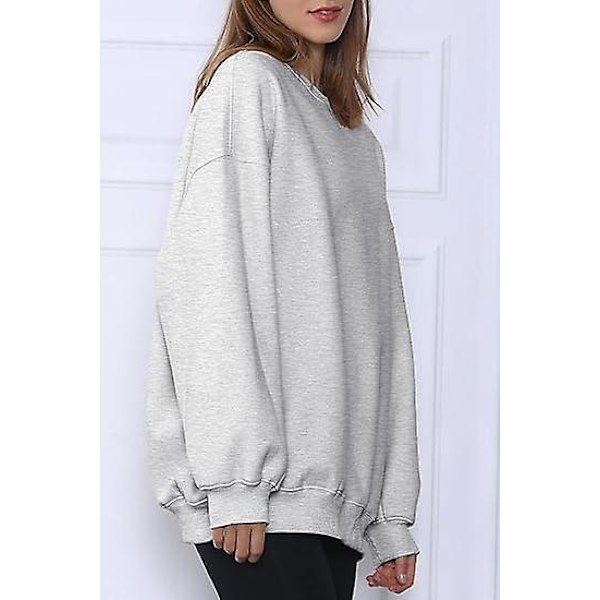 Naisten Oversized Collegepaidat Hupparit Fleece Pyöreä Kaula-aukko Villapaidat Rento Mukava Syysmuoti Asut Vaatteet grey XL
