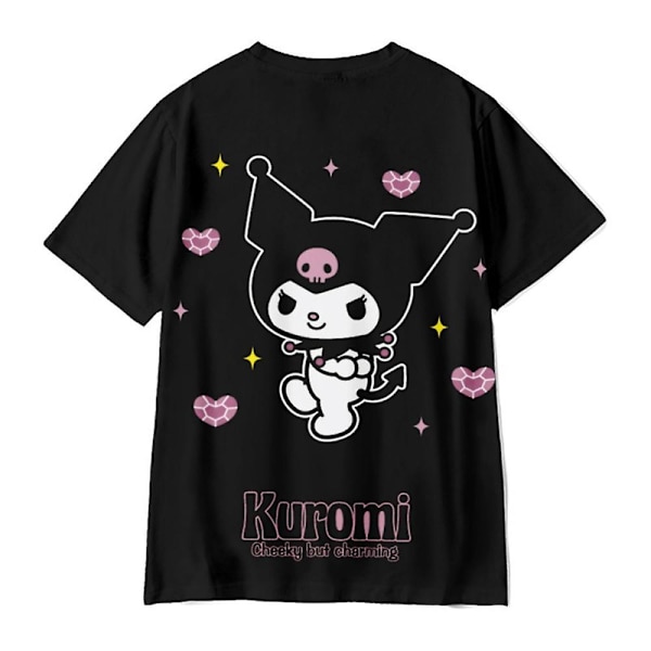 Kuromi Anime Print T-shirt til Kvinder Teenagere Kortærmet Rundhals T-shirt Sommer Afslappede Toppe Harajuku Mode T-shirts L
