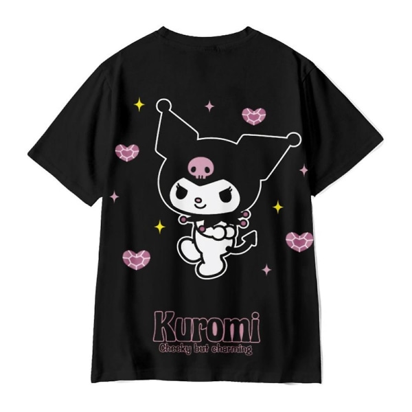 Kuromi T-tröja med print för tonåringar för kvinnor Kortärmad T-shirt med rund halsringning Sommar Casual Toppar Harajuku Fashion T-shirts M