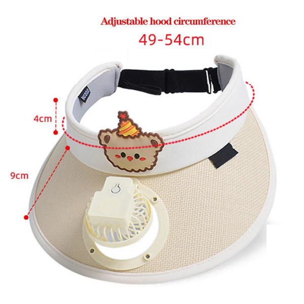 Solhatt med åpen topp og liten vifte for barn, fukttransporterende solhatt for piknik og camping Beige Without Fan