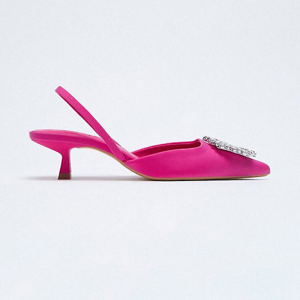 Dam Skor Spetsig Tå Låg Rosa Diamant Skor Låg Klack Bak Dam Skor red heel 41