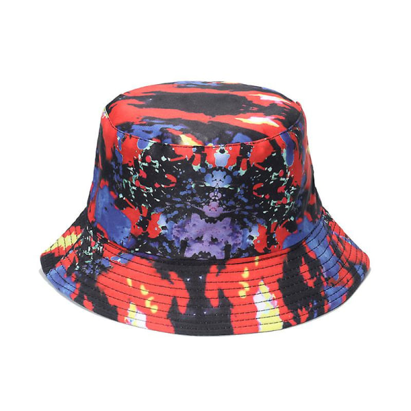 3D Hopfällbar Bucket Hat med Bred Brätte, Solhatt med Färgtryck, Lättvikt A F 56 58cm