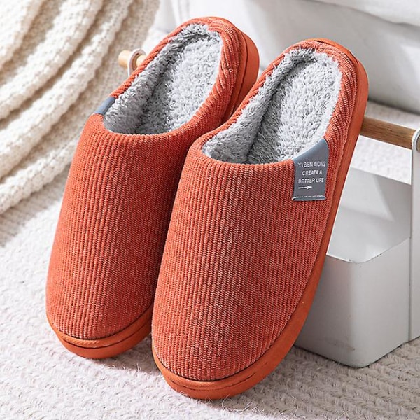 Vinter Innendørs Dame Tøfler Varme Høst Sklisikre Hjem Plysj Anti-skli Herre Sko Hus Gulv Myke Stille Slippers orange 36 37