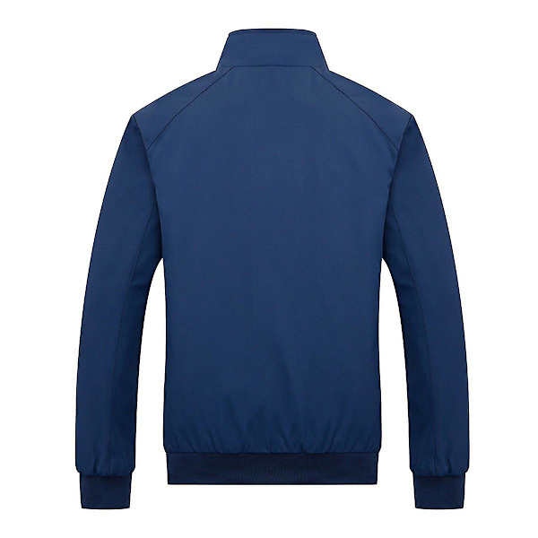 Herre Ensfarvet Løs Casual Jakke Blue M