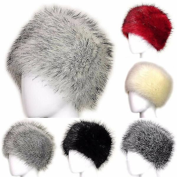 Dame Fluffy Faux Fur Russisk Hatt Dame Tykke Fluffy Skiluer Vinter Varme Hatter Light Gray