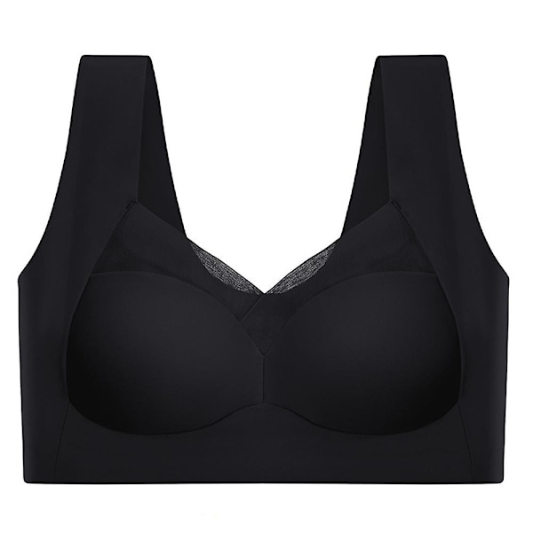 Kvinnor Sömlös Push Up BH Shapewear Trådlös Crop Top Väst Sport Bralette Underkläder Black XL