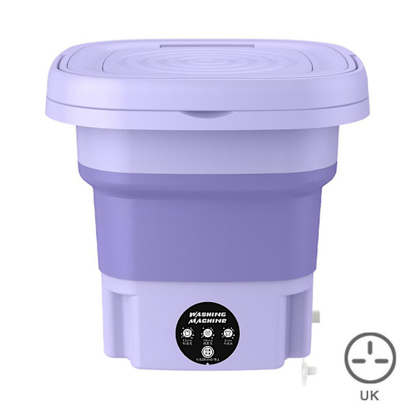 Foldbar Vaskemaskine Undertøj Sokker Vaskemaskine Bærbar Multifunktionel Tøjvasker Noble Purple UK plug