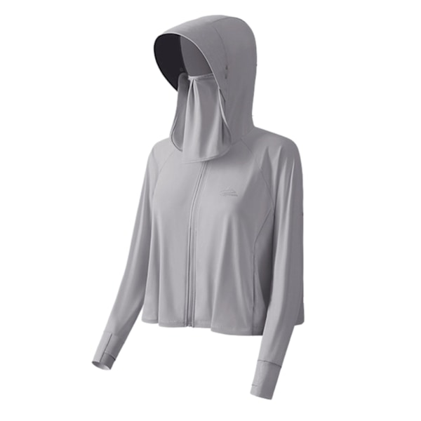 Lös Hooded Mask Solskyddskläder Andningsbara Mjuka Långärmade Kläder För Sportaktiviteter Glacier Grey Mask