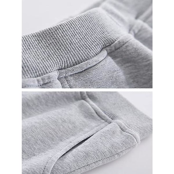 Pojkar Småbarn Bomull Aktiv Jogger Sweatpants, Barn Casual Athletic Solid Pocket Pull On Byxor grey 90CM